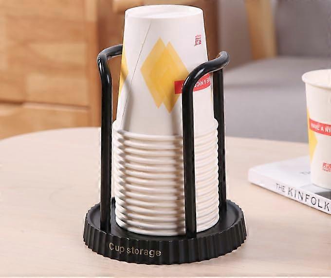 ABS Waterproof Cup Holder with Inverted Stacking Design for Desktop Disposable Paper Cups (Black)