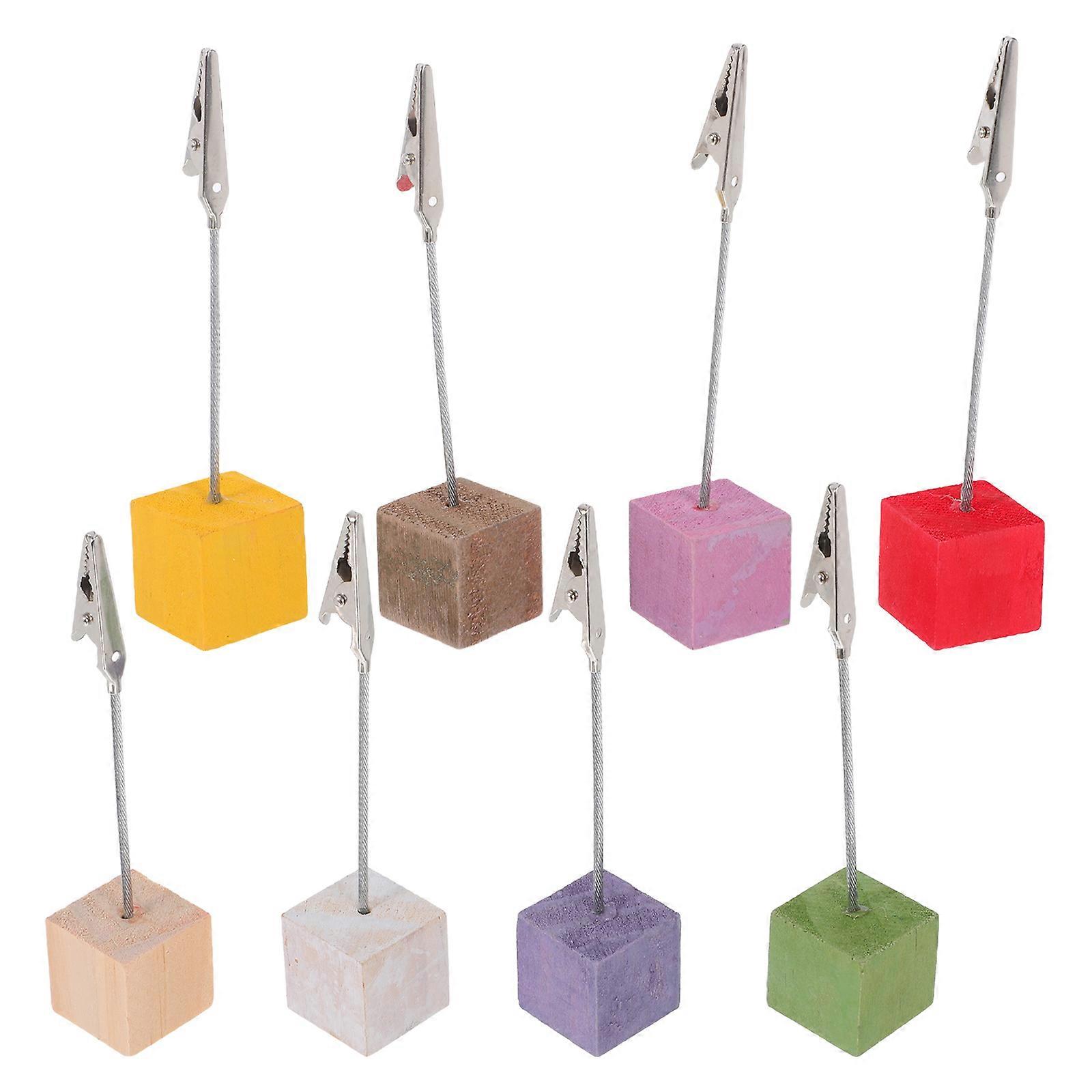 Photo Holder Pine Base Stand for Note Clipping 16Pcs Assorted Color