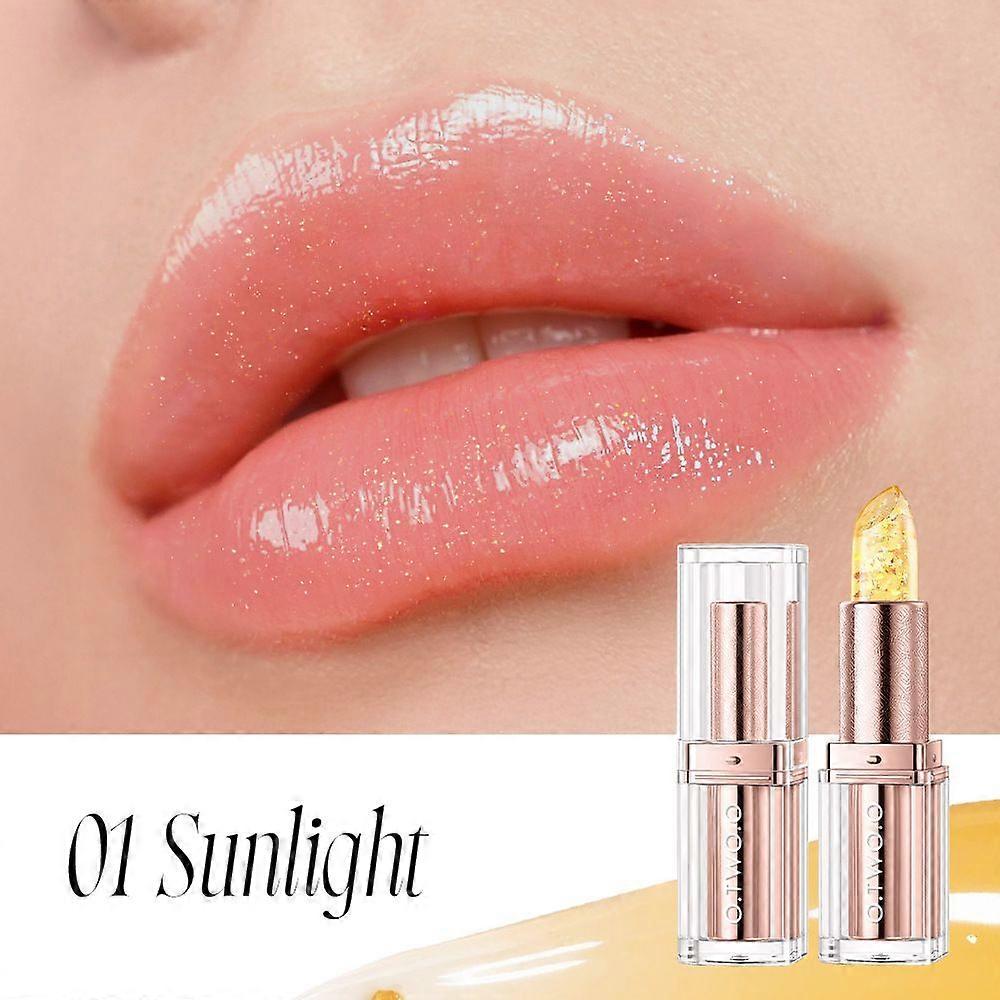 Thermochromic Lightweight Lip Balm with Shimmering Gold Leaf - Hydrating Lip Care that Changes Color with Temperature, Glossy Finish for Smooth, Moist