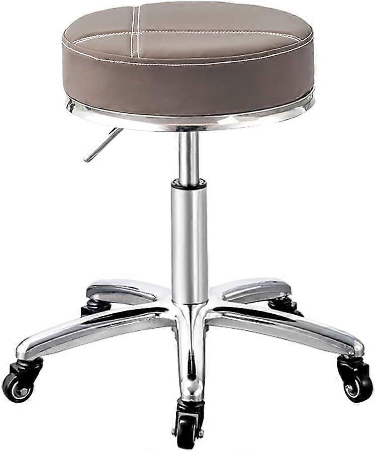 Rolling Swivel Stool with Wheels, Height Adjustable Leather Seat, 360° Rotation for Salon Office