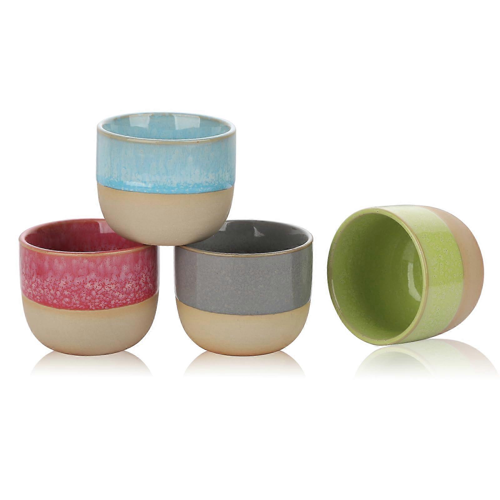 Espresso Cups Set of 4 DoubleWalled Ceramic Coffee Mugs 5oz Colorful Stackable Design