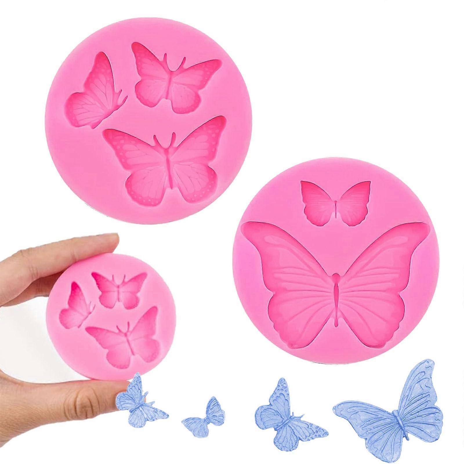 2 Pcs Butterfly Silicone Mold for Cake Decorating, Fondant, Chocolate, Resin and Soap Making
