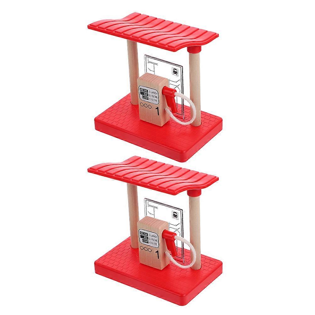 Wooden Fire Station Train Accessories Set 2Pcs for Pretend