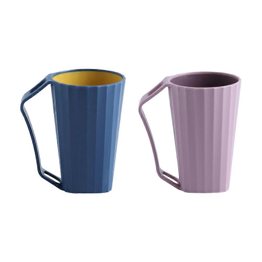 Brushing Cup Household Toothbrush Cup Storing Toothpaste Dusty Pink Square with Handle 2Pcs