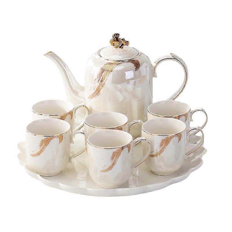 Ceramic Water Pitcher with Cups Hot Cold Dual Use Durable Heat Resistant Drinkware Set