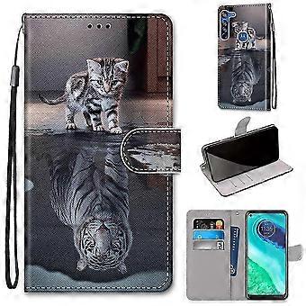 For Motorola Moto G8 Coloured Drawing Cross Texture Horizontal Flip PU Leather Case with Holder & Card Slots & Wallet & Lanyard 2025