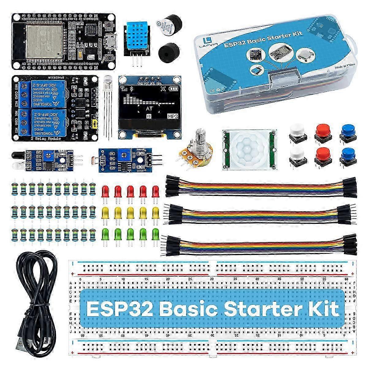 2026 Basic Starter Kit for ESP32 ESP-32S WiFi I OT Development Board with Tutorial Compatible with Arduino IDE