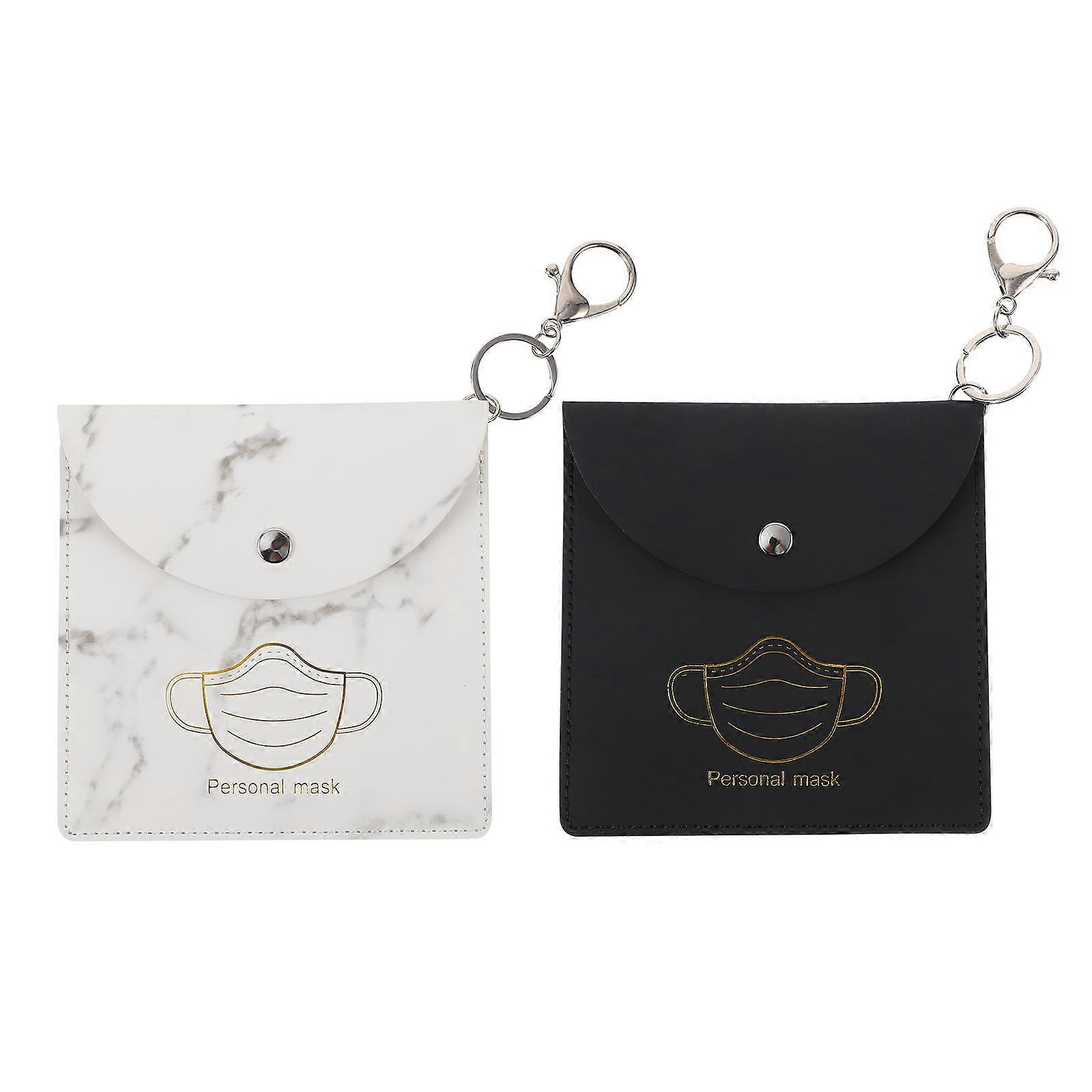 PU Mask Storage Bags for Storage Use 2Pcs Practical Portable Containers