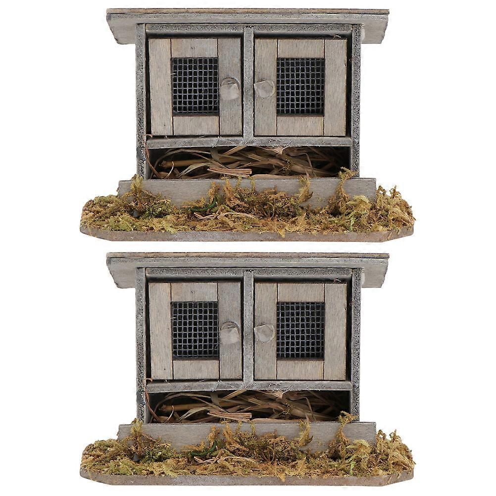 Mini Henhouse Simulation Chicken Nest for Decor 2Pcs Mini Ornament