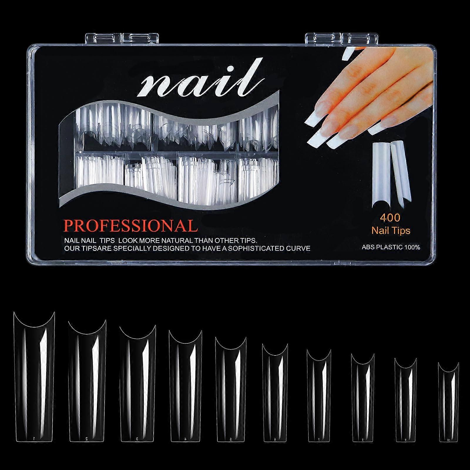 Extra Long Square Acrylic Nail Tips Transparent ABS False Nails for Salon and DIY Manicure