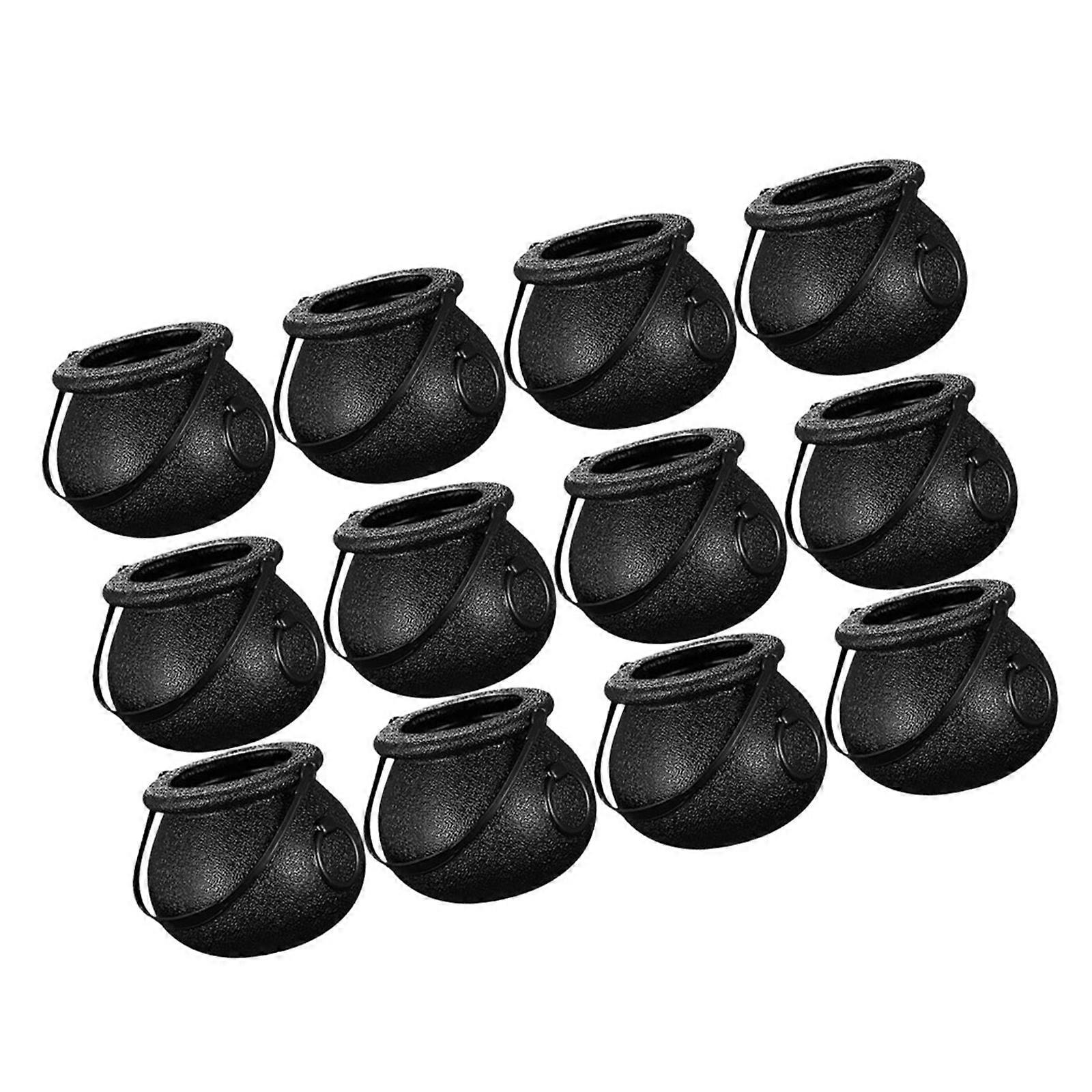 12pcs Mini Plastic Halloween Candy Cauldrons Trick or Treat Containers Party Decorations