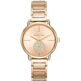 Relógio feminino Michael Kors MK3706 em aço inoxidável dourado/rosa