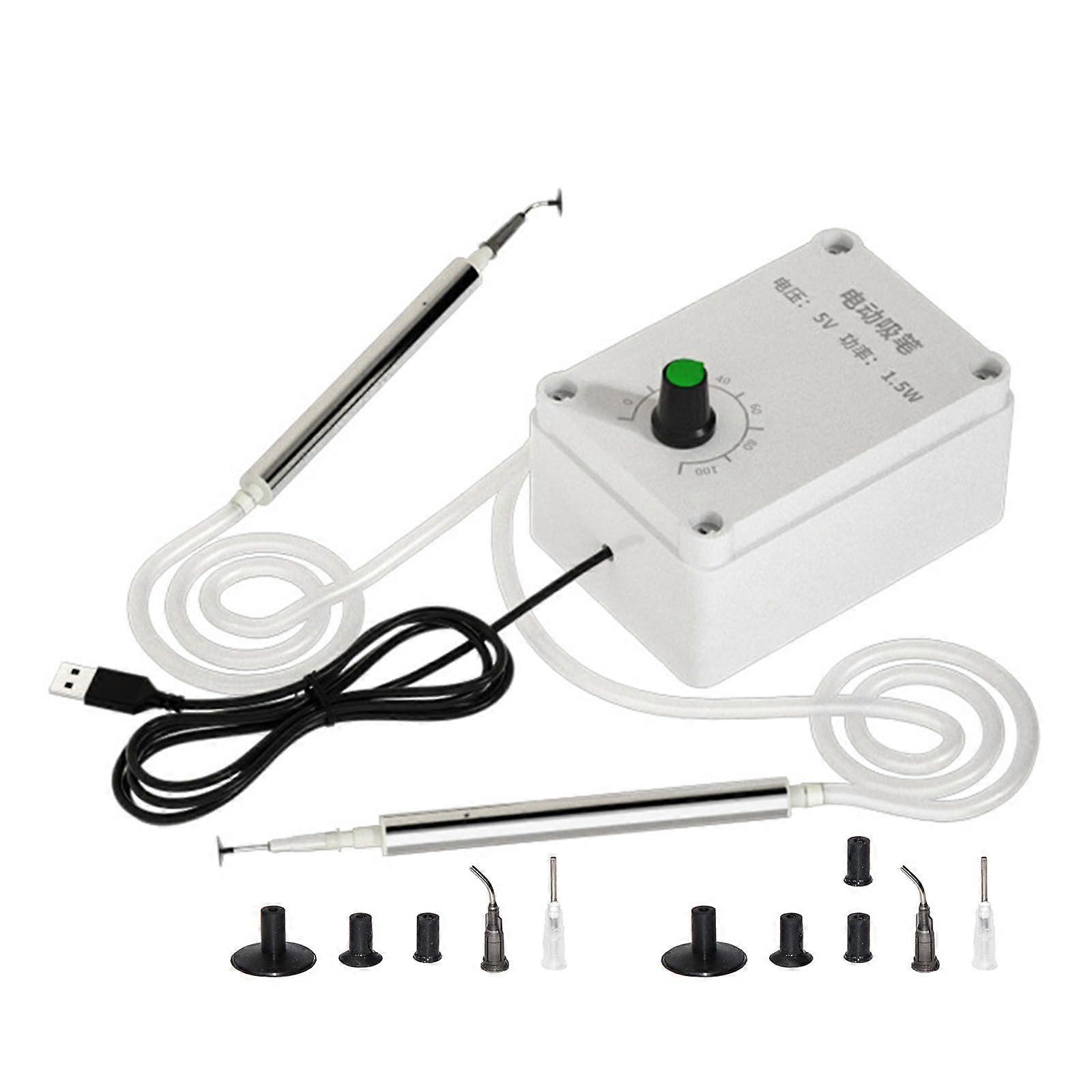 USB Powered Vacuum Suction Pen for IC CPU Chip Handling with Adjustable Strength and 3 Suction Cups