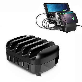 ORICO DUK-5P 5 porttia USB-latausasema 40 W: n enimmäislaturiteline puhelimen pidikkeellä puhelimen tabletille, 