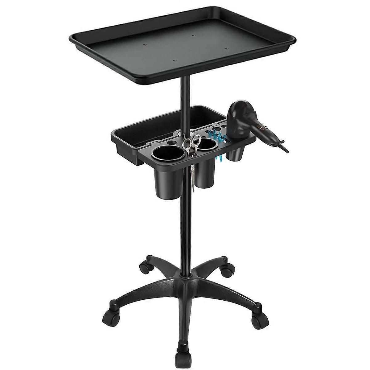 Salon Trolley with Height Adjustable Rolling Tray, Large Storage Holder and Durable Metal Frame