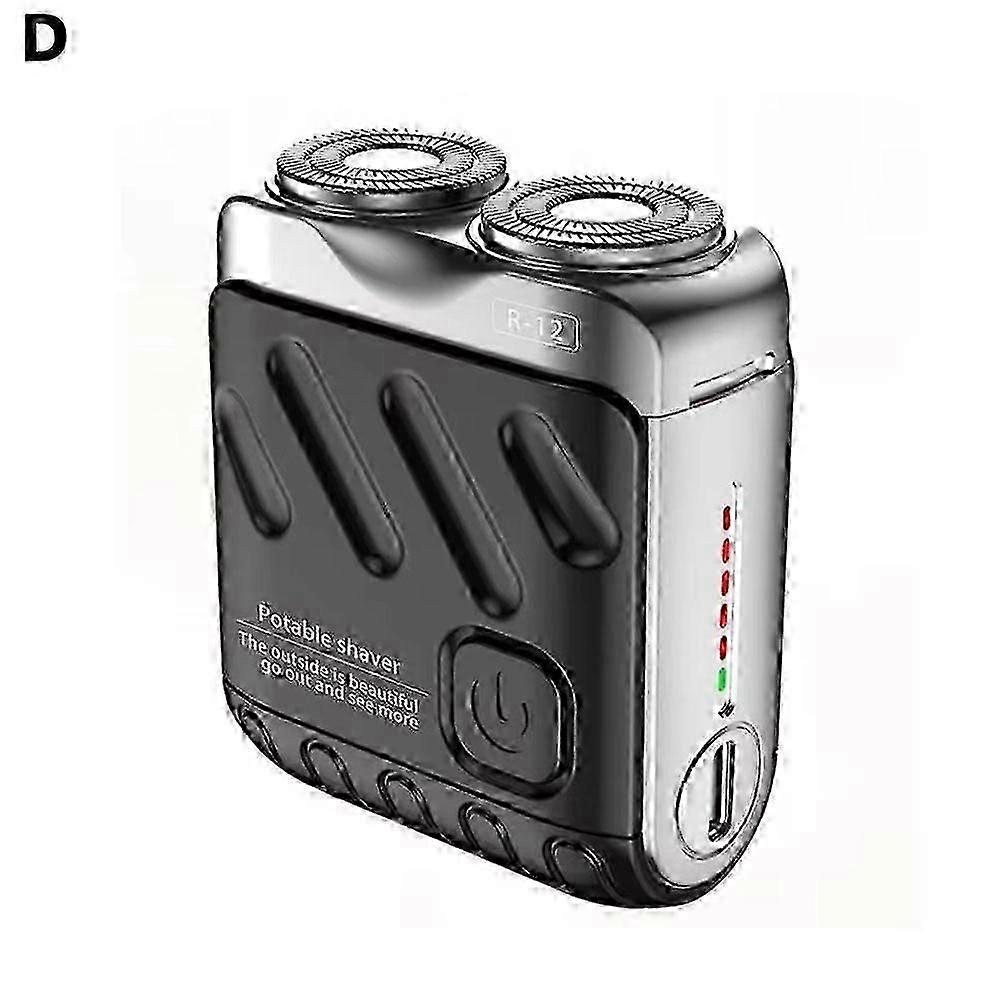 (Black)Mini Double Head Portable Shaver Rechargeable