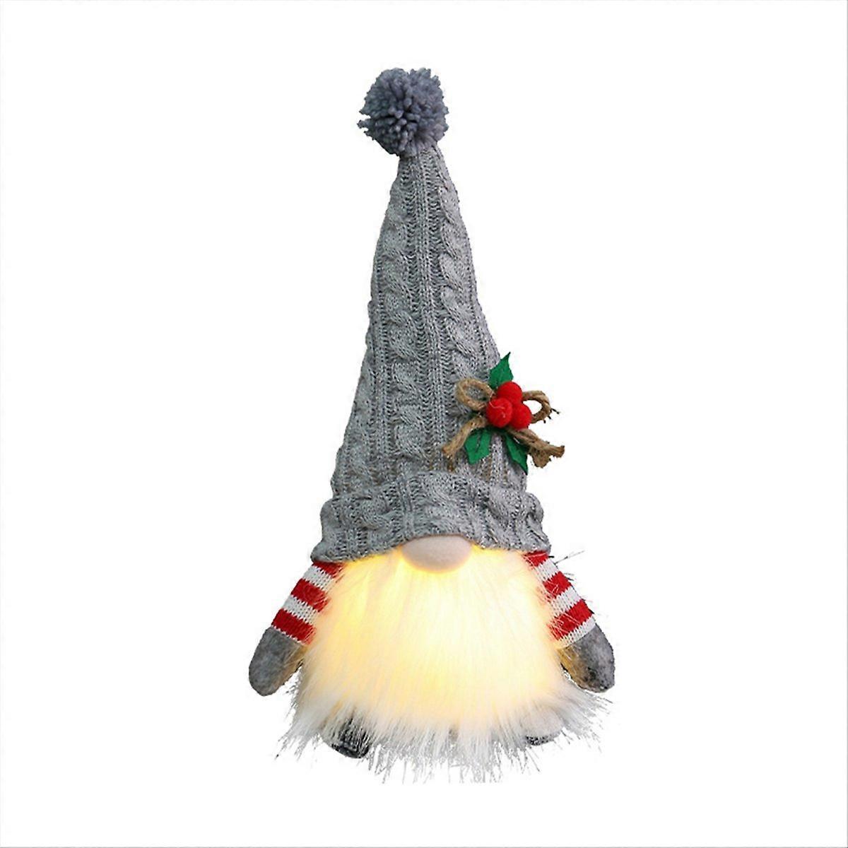 Gnome Doll with LED Light Merry Christmas Decor-Grey