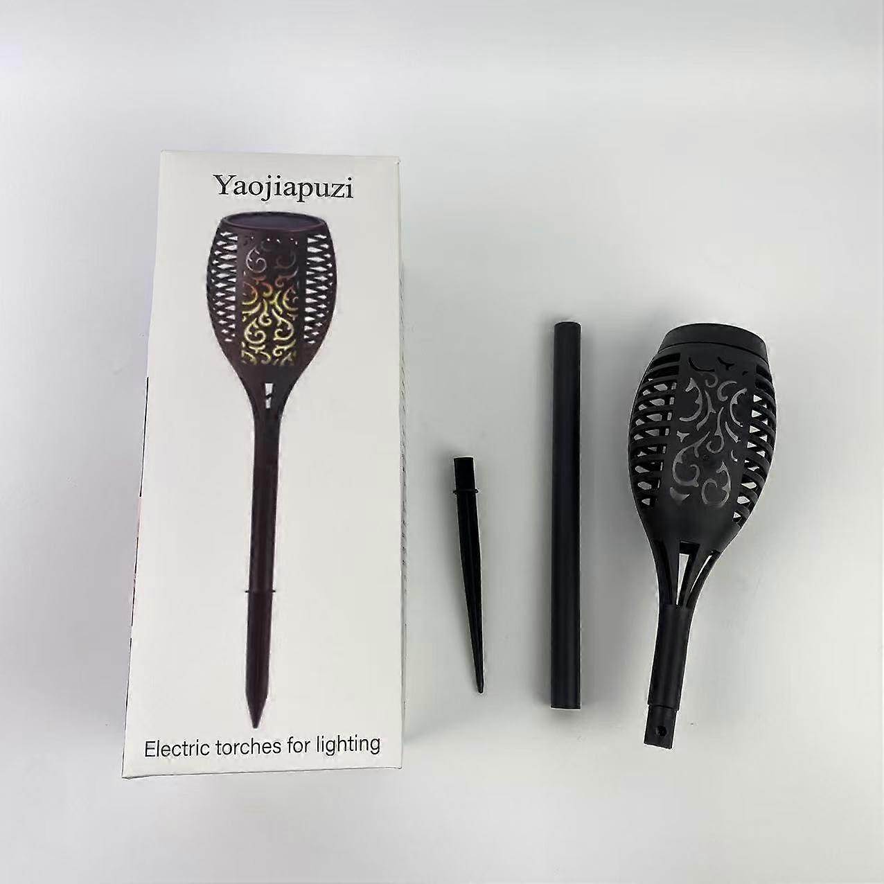 Solar Torch Lights with LED Flickering Flame, Waterproof Solar Powered Garden Pathway Lanterns