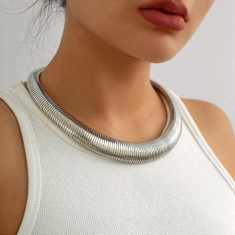 Iron Snake Chains Choker Necklaces Platinum 19.69 inch(50cm)