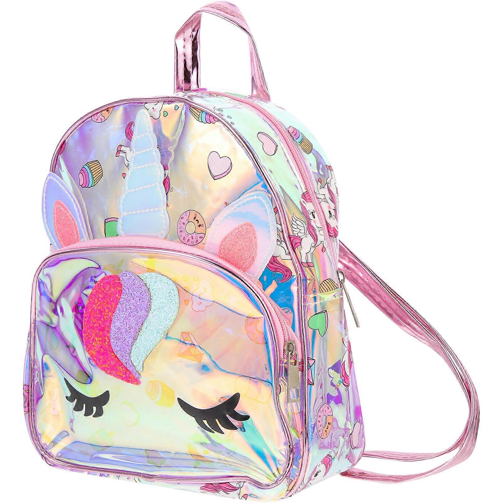 Unicorn Design Bookbag Preschool Backpack for Storage 3Pcs Pink