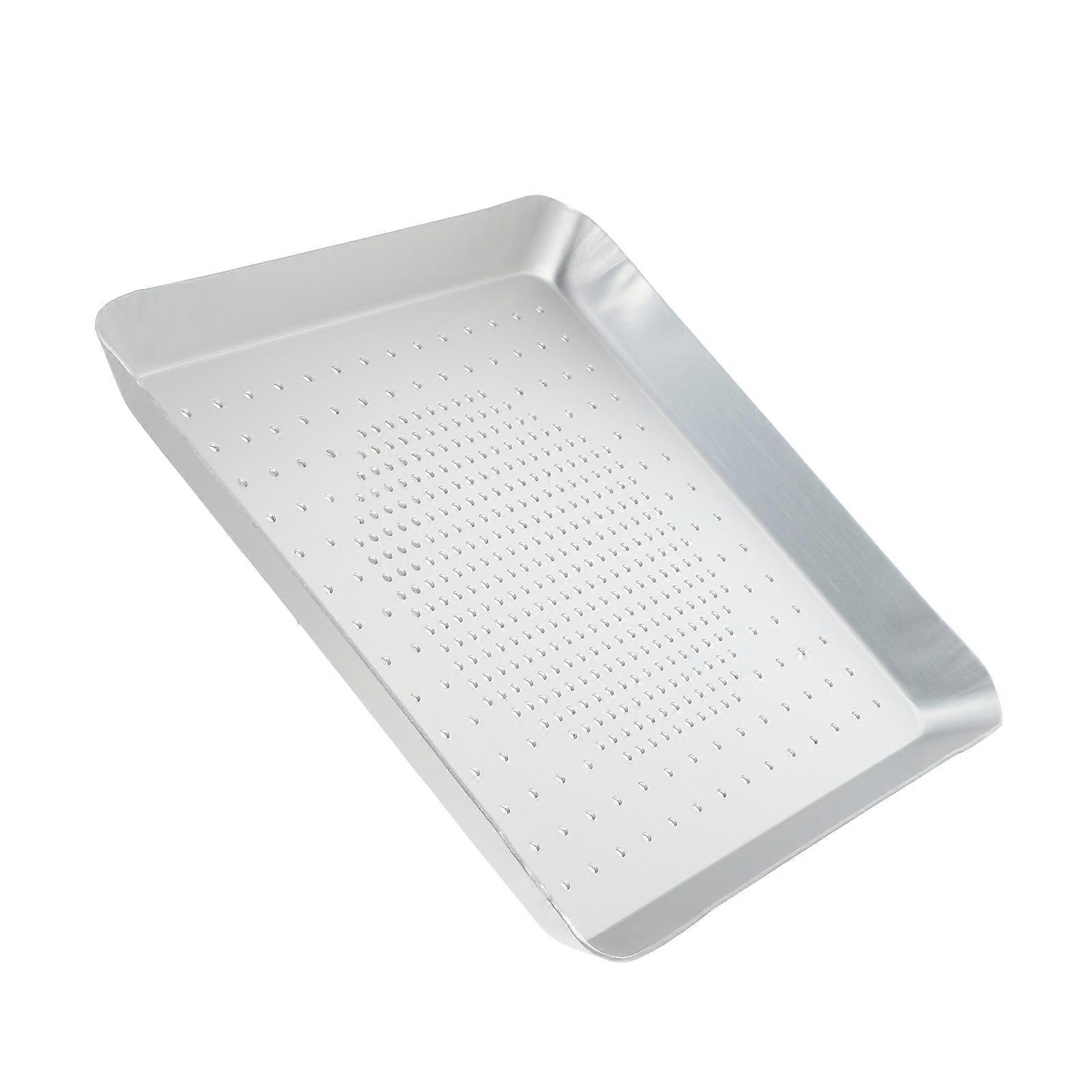 Square Aluminium Alloy Pizza Baking Pan for Baking 1Pcs Silver Tray
