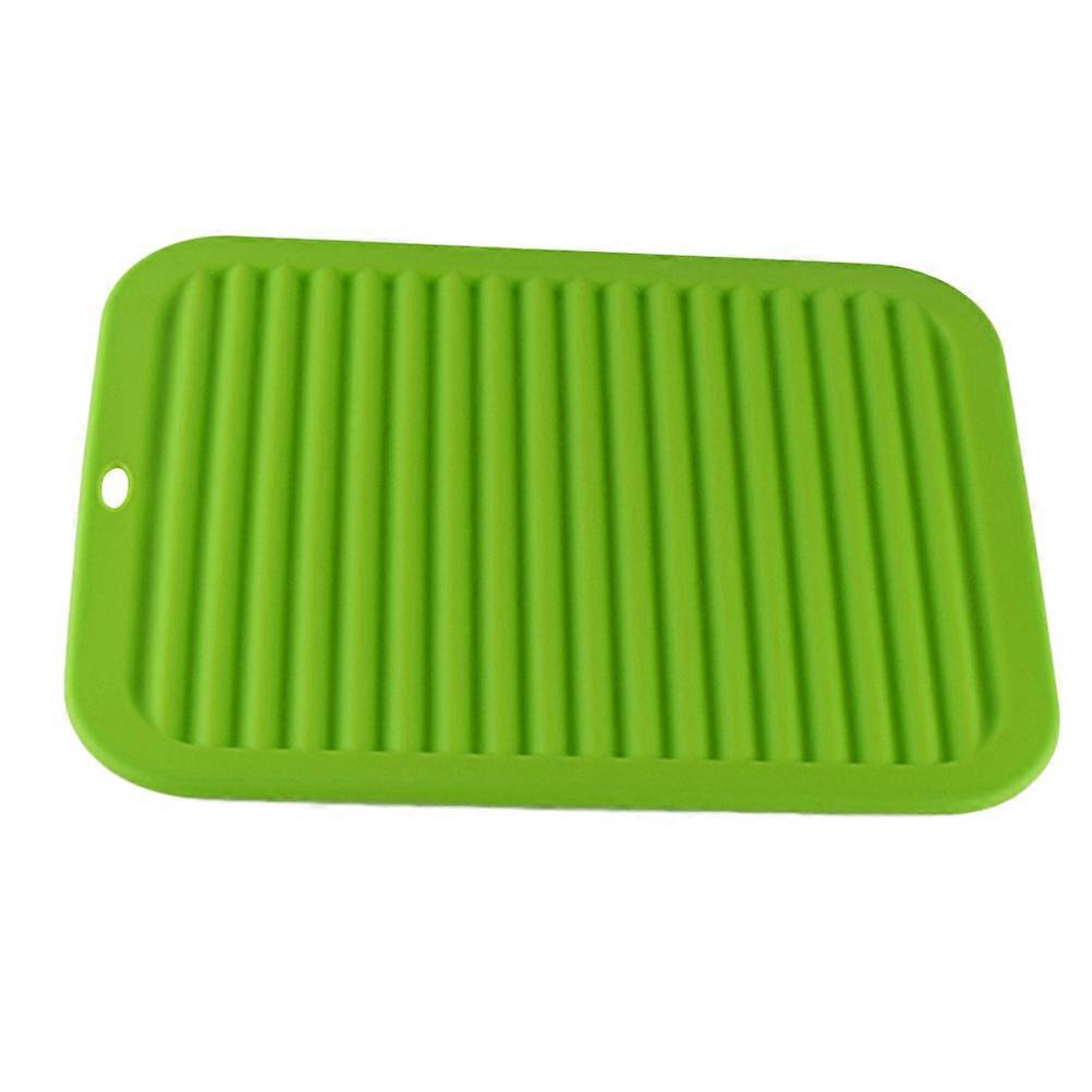 Kitchen Insulation Mat Wave Pattern Dish Drying Rack for Tableware Green Non Slip 1Pcs