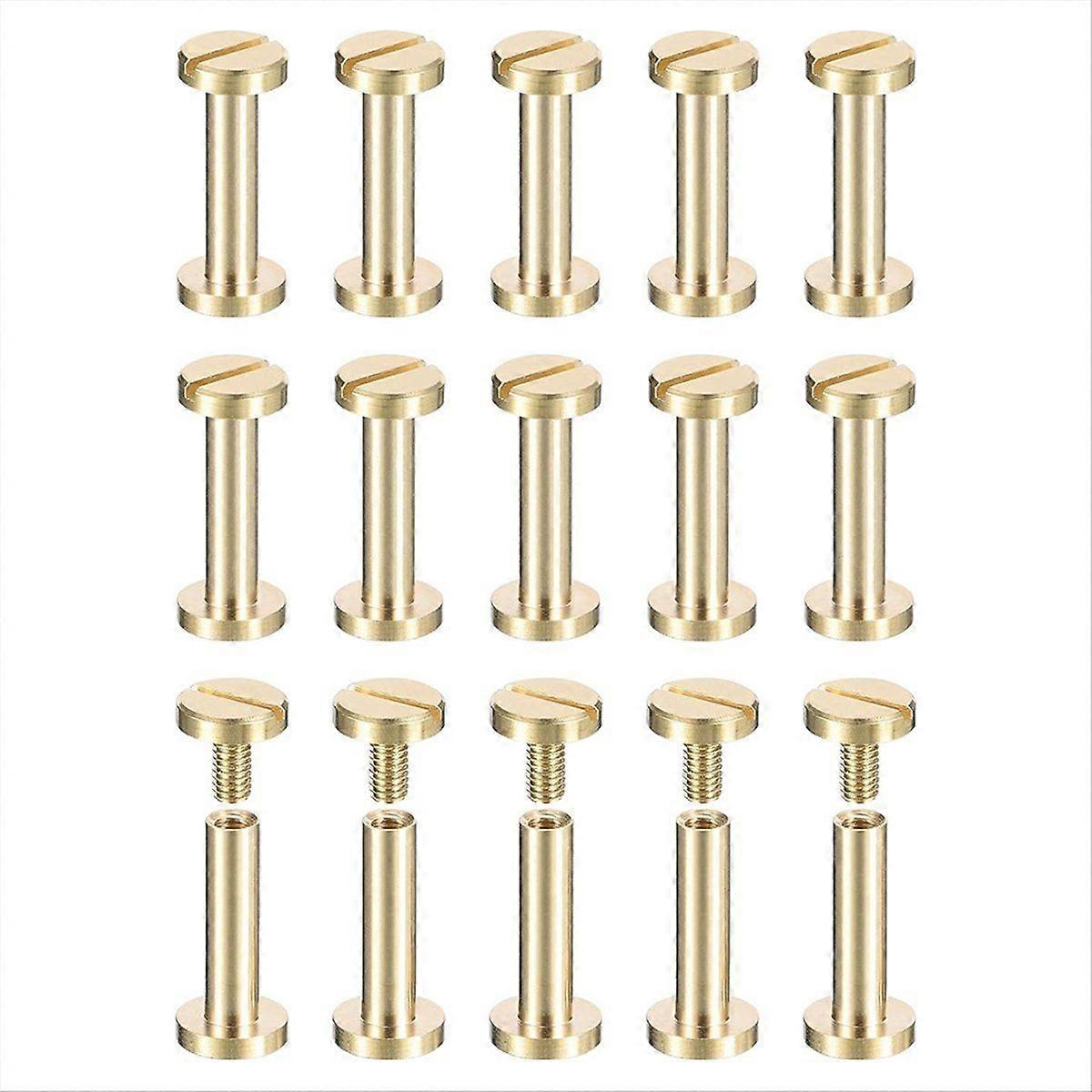 30Pack Brass Chicago Screws, 15x8mm Flat Head Screw