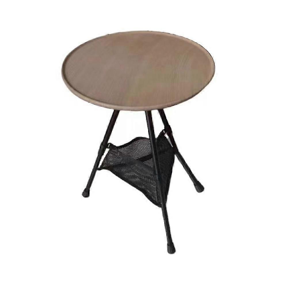 Folding Round Table Outdoor Three-legged Dining Table Portable Picnic Liftable Table,brown