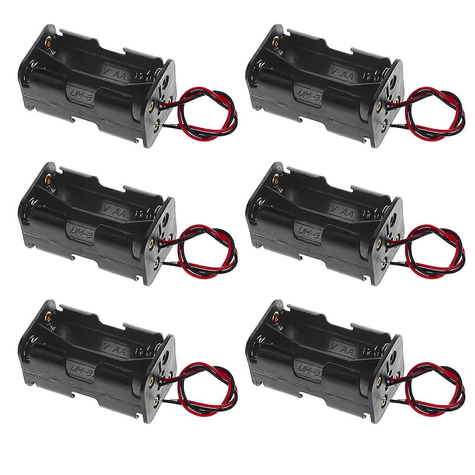 6 Pack 4 AA Battery Holder Case with Wire Leads for 6V Devices