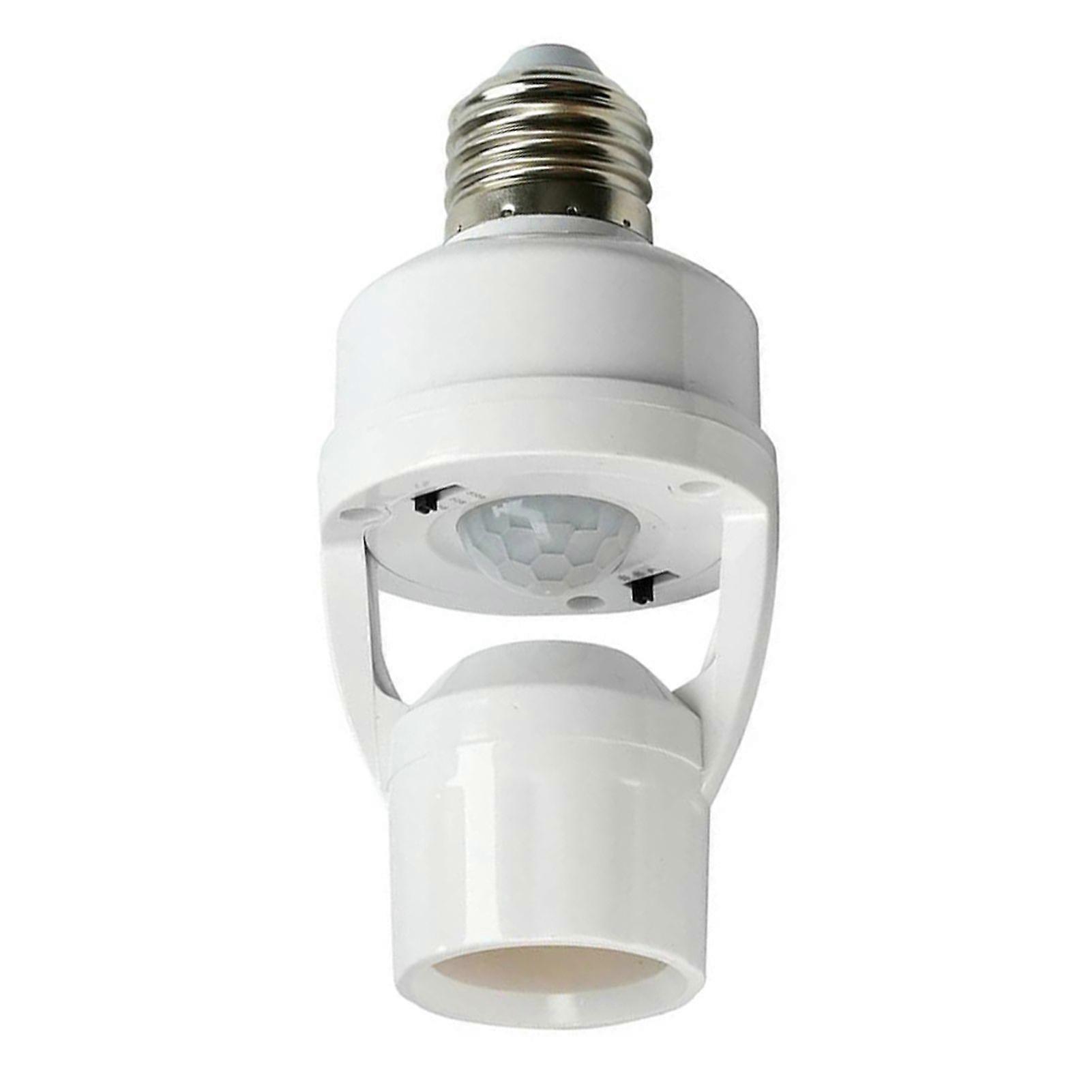 E27 Motion Sensor Light Socket Adapter with Dusk to Dawn & Delay Timer, Adjustable Sensitivity Automatic Lamp Holder for Home Lighting