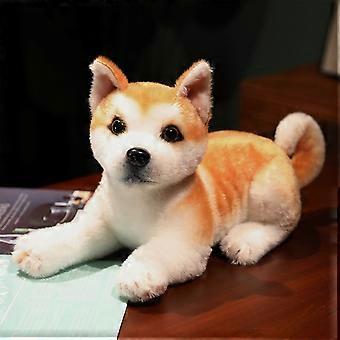 Realistische pluche puppy - Zachte knuffelhond met lint, knuffelbare slaapgenoot voor kinderen, educatieve bedtijdpop en cadeau-idee