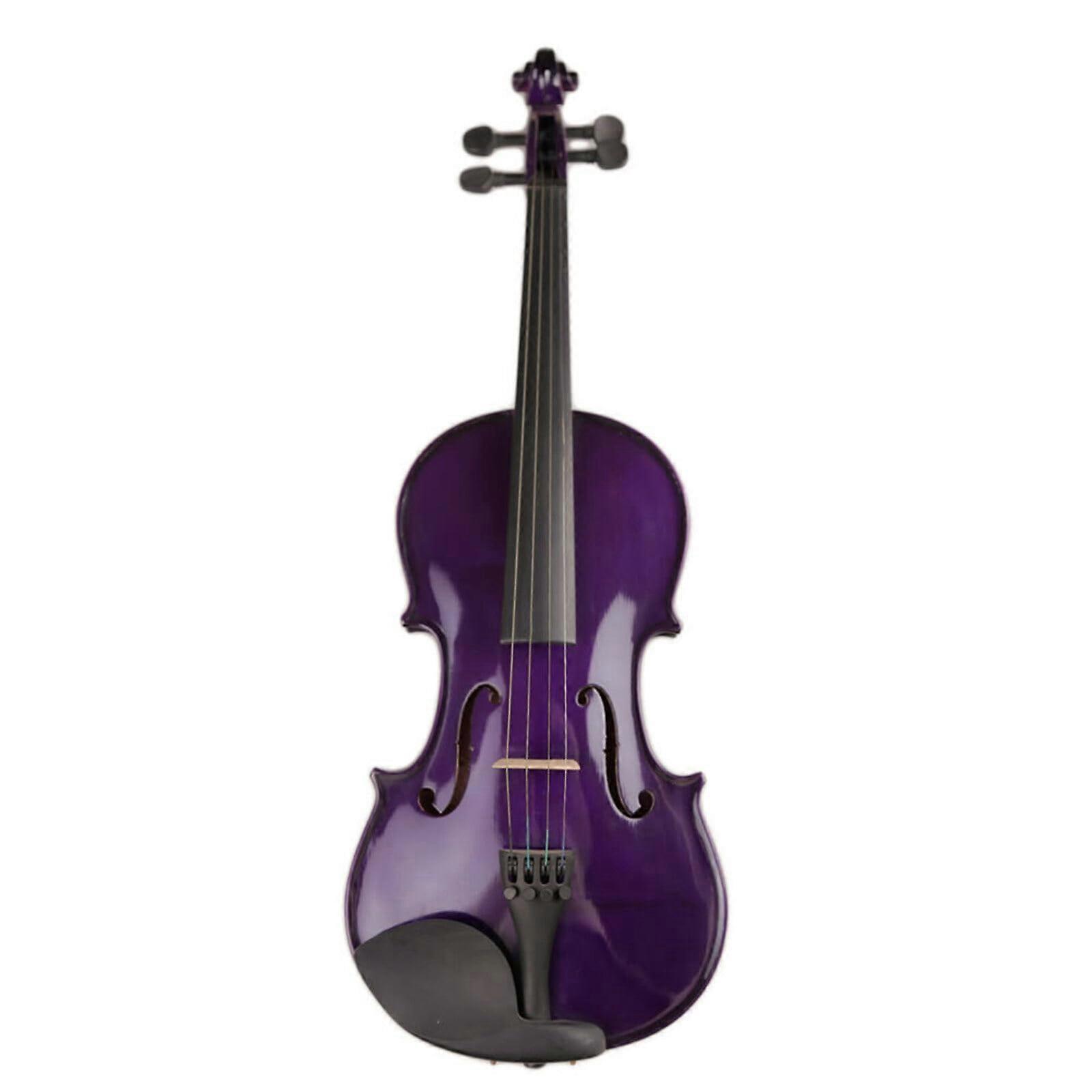 1/4 Size Solid Wood Violin for Beginners, Compact Purple Design for Easy Learning