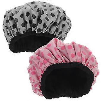 2Pcs Frauen Duschkappe Drei Schichten Badekappe Dusche Haarschutz Hut Mehrzweck-Badehut