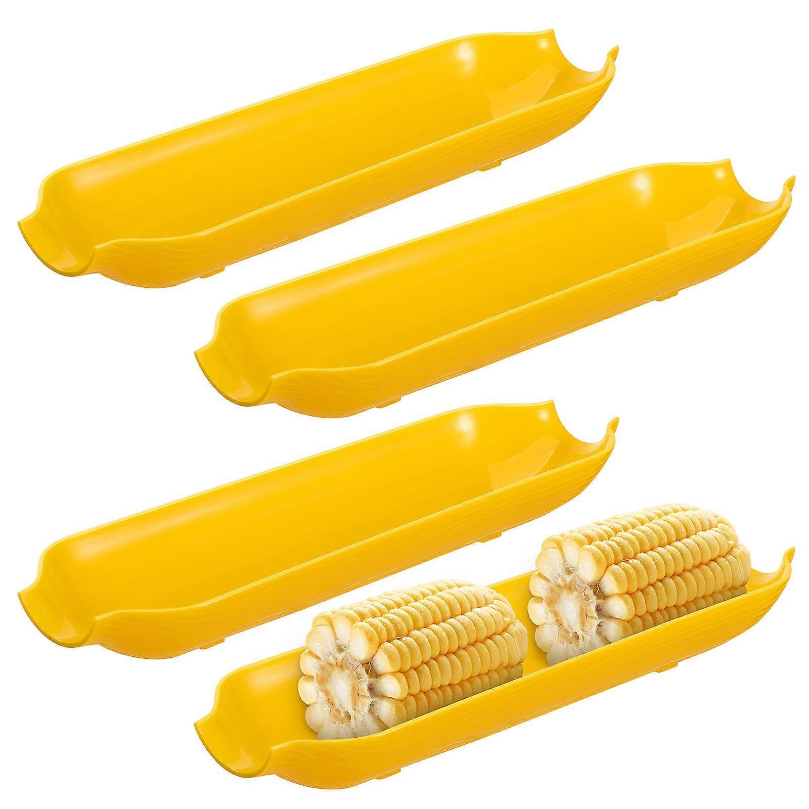 4Pcs Desktop Appetizer Serving Plate Plastic Corn Modeling Snacks Plate Snack Serving Tray