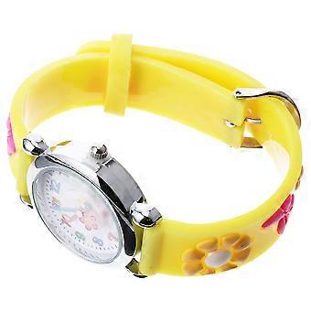 Kinderuhr mit verstellbarem Silikonarmband und Cartoon-Blumenmotiv