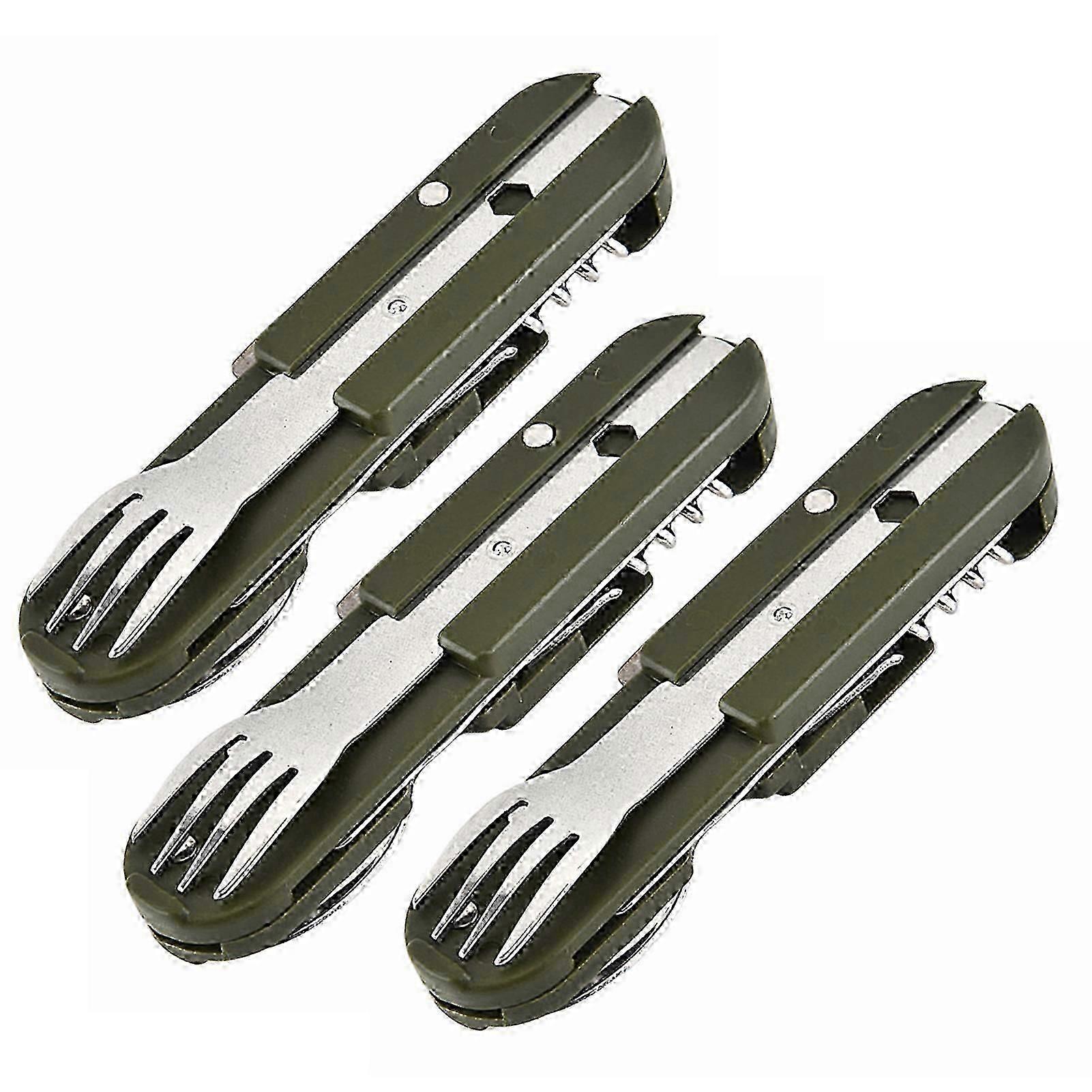 Foldable cutlery set compatible with outdoor, stainless steel compatible withk spoon knife