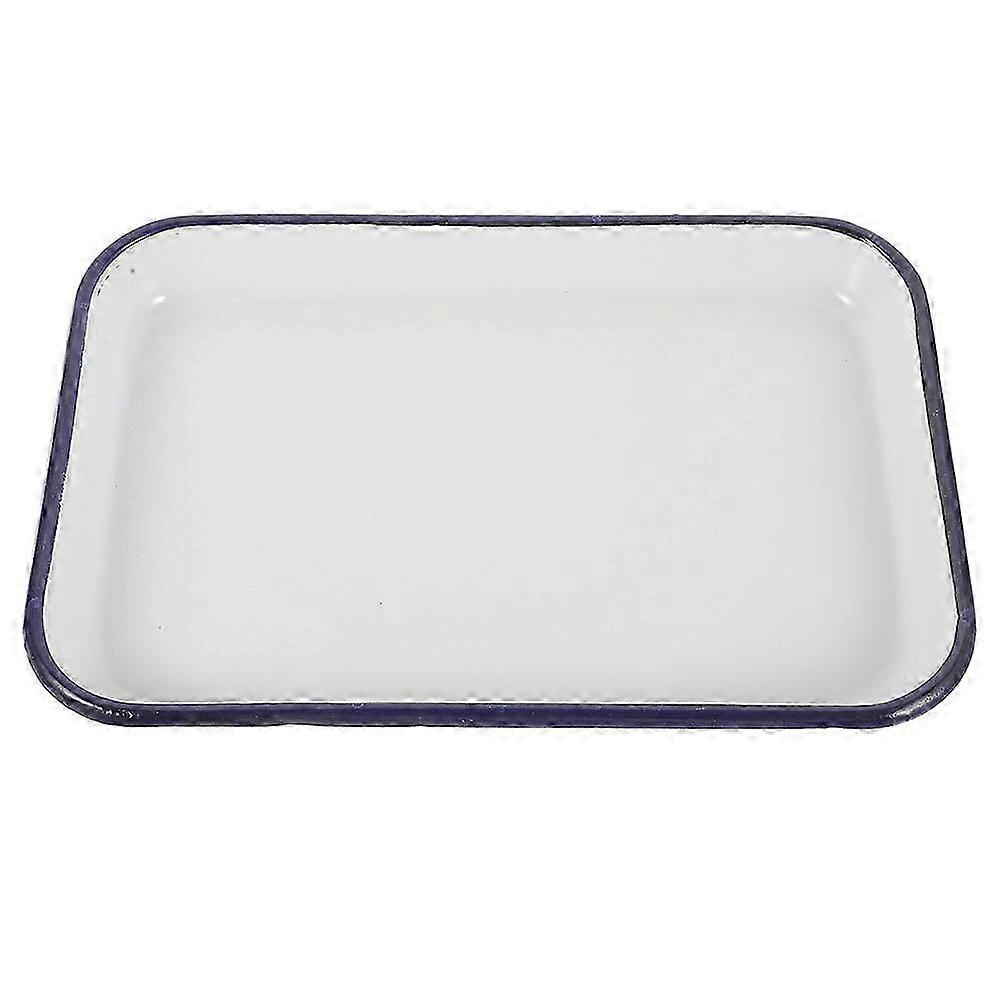 White Ceramic Enamel Baking Sheet Pan 2pcs Non stick Cookie Tray Rectangular Serving Dish for Oven Kitchen