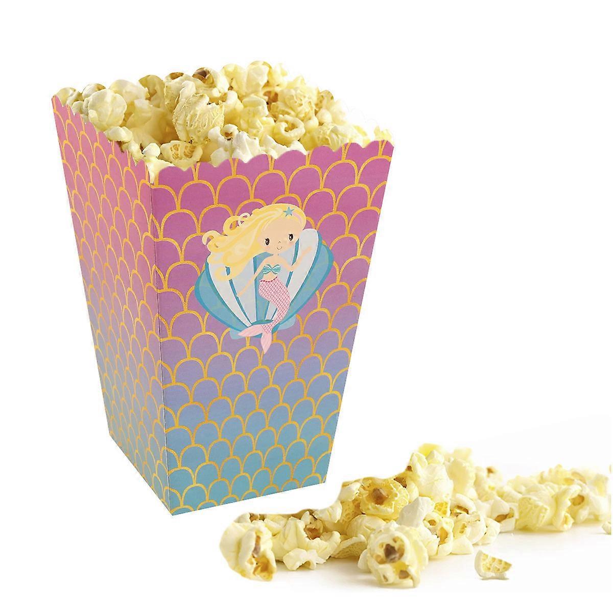 Cardboard Popcorn Boxes Mermaid Pattern for Storage Use 12Pcs Containers