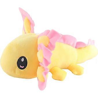 Kawaii Axolotl Plüsch Kissen Weiches Kuscheltier Rosa Gelb Axolotl Sechseckige Dinosaurier Plüschtier Spielzeug Puppe Home Decor 13,7 Zoll (Gelb)