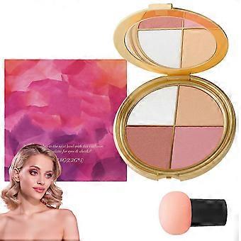 Highlighter Palette 4-in-1 Contour- en Blushkit voor ogen en wangen, gladmakend en langdurig resultaat.