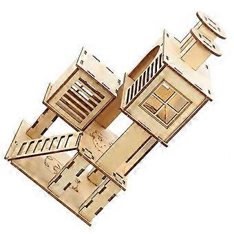 Wooden Hamster Habitat House for Pet Exercise 2Pcs Playground Ladder Platform