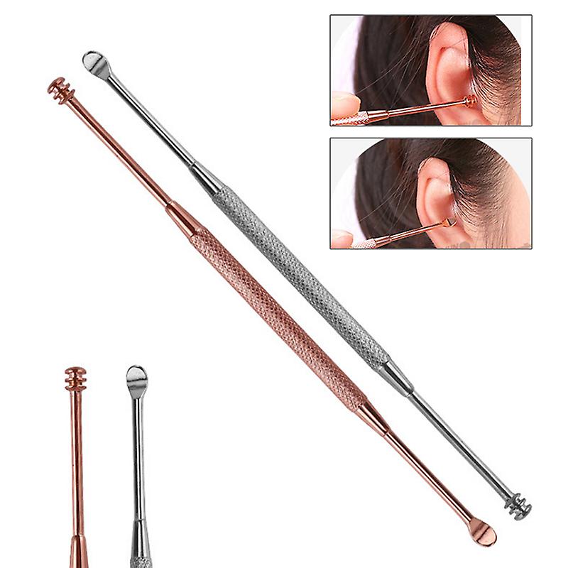 2pcs נירוסטה Earpick האוזן שעווה שעווה מקל מסיר קורט מנקה אוזניים כלים
