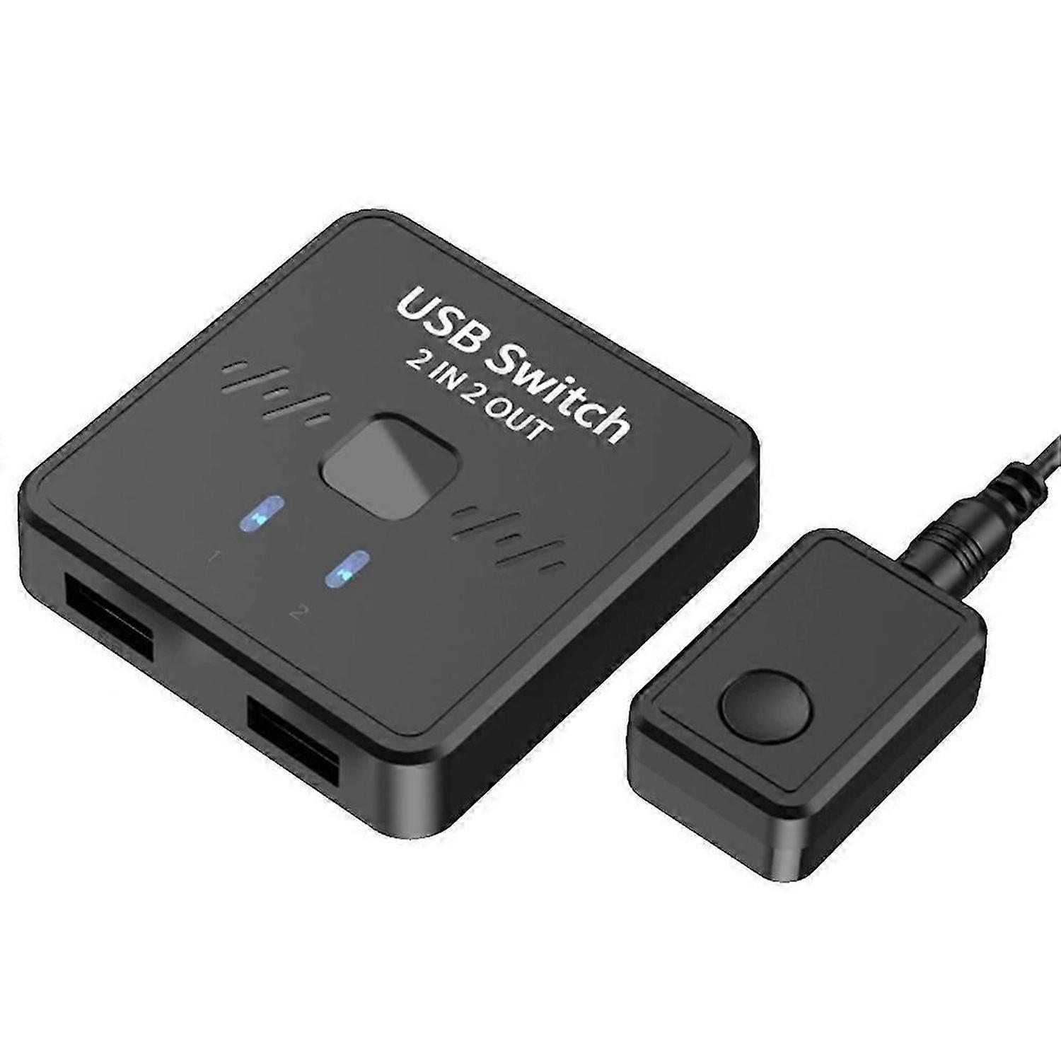 USB Switch 2 in 2 Out, Sharing Keyboard, Mouse, Printer, Scanner, Webcam Between Two Computers, with External Controller