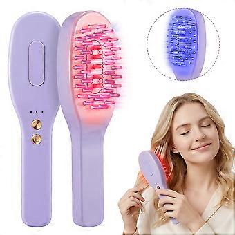 Red and Blue Light Electric Scalp Massage Comb, Rechargeable Micro Current Vibration Hair Care Brush with Essence Introduction Function