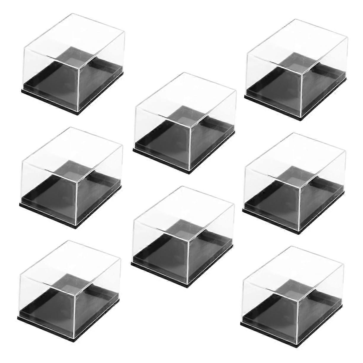 8Pcs Clear Rectangular Display Boxes for Shells Minerals and Specimens, Easy Assembly, Elegant Home Decor
