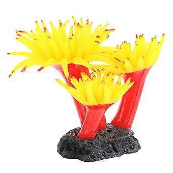 Gelbe künstliche Korallenpflanze aus Kunststoff, Aquariendekoration