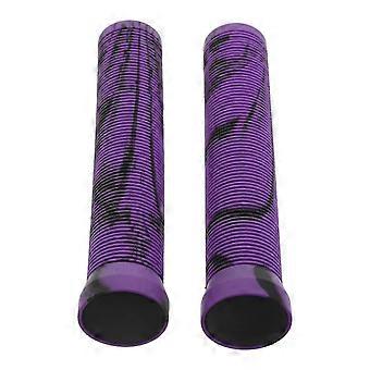 2pcs Bike Handlebar Grips: Non Slip Soft Rubber Handle Grips with End Caps - Grippy Cycling Covers - Universal for Road Mountain Hybrid Bike Purple Mu