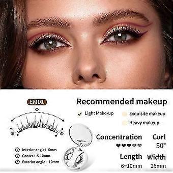Two pairs of glue-free magnetic false eyelashes with storage box, natural look