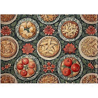 Vintage Floral Baked Pies Jigsaw Puzzle William Morris Style Cottagecore Art Puzzles SQZ405