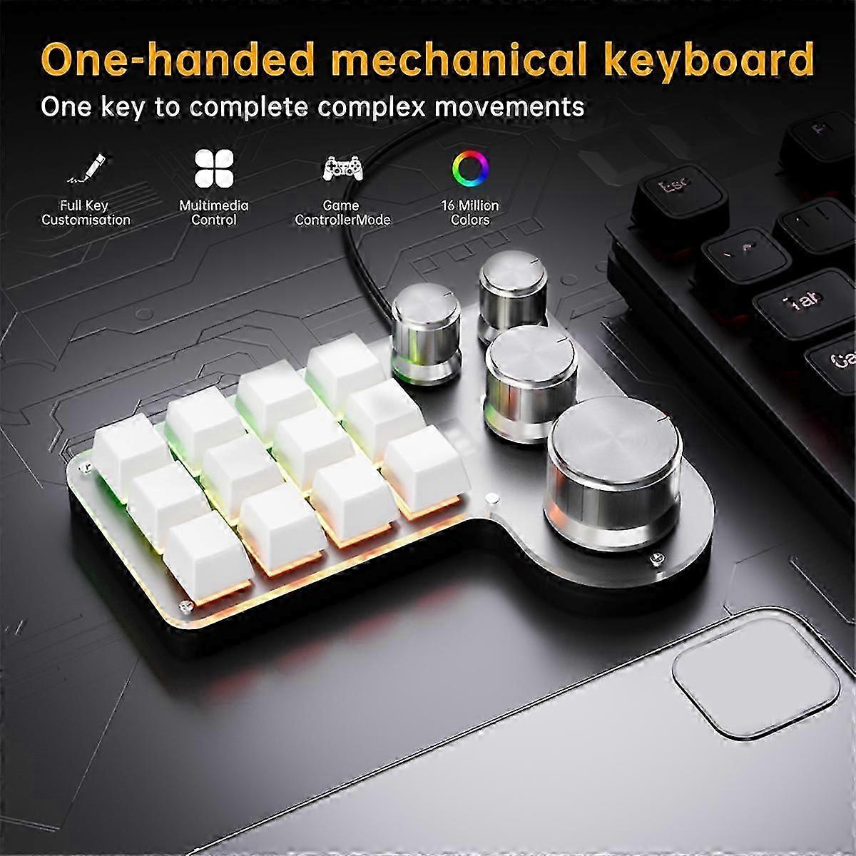 Mini Custom Keyboard 12 Keys 4 Knobs RGB BT Mechanical Keyboard Hotswap Programming Macro Gaming Keypad